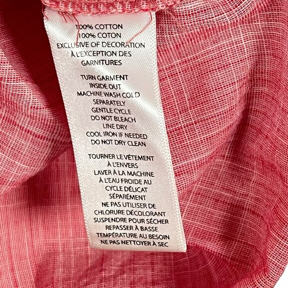 Beach Lunch Lounge Collection Womens Pink Cotton Top Pearl Embellishments Medium - Picture 10 of 10